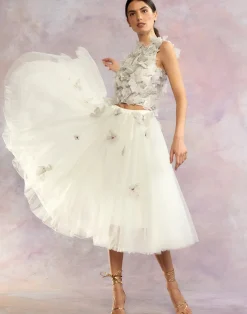 Cynthia Rowley Butterfly Tulle Skirt White Sale