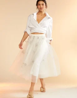 Cynthia Rowley Butterfly Tulle Skirt White Sale