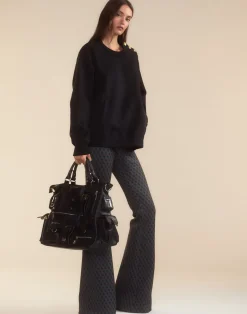 Cynthia Rowley Button Up Sweatshirt BLACK Clearance