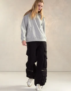 Cynthia Rowley Button Up Sweatshirt HGREY Outlet