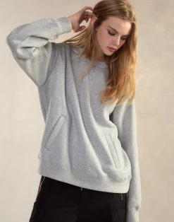 Cynthia Rowley Button Up Sweatshirt HGREY Outlet