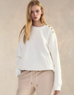 Cynthia Rowley Button Up Sweatshirt White Best