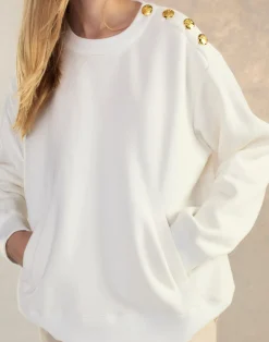 Cynthia Rowley Button Up Sweatshirt White Best