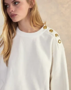 Cynthia Rowley Button Up Sweatshirt White Best