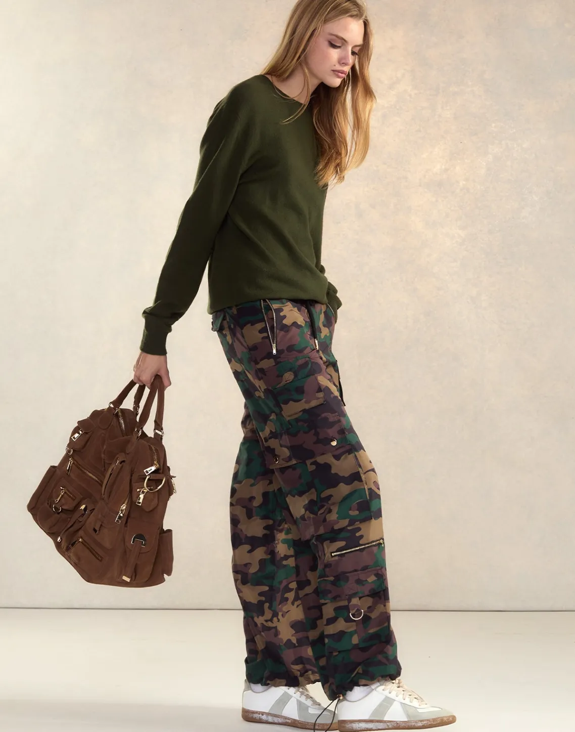 Cynthia Rowley Camouflage Cargo Pants GRNCAM Fashion