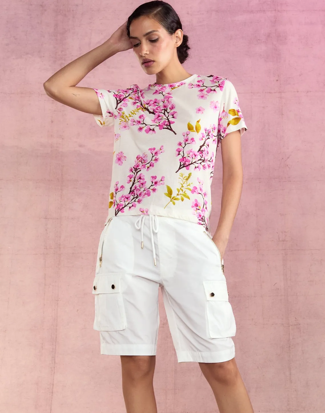 Cynthia Rowley Cargo Board Shorts White Outlet