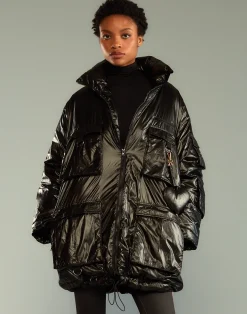 Cynthia Rowley Cargo Pocket Puffer Coat BLACK Online