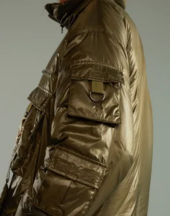 Cynthia Rowley Cargo Pocket Puffer Coat GREEN Fashion