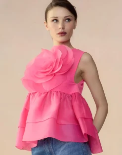 Cynthia Rowley Chloe Organza Flower Top HTPNK Online