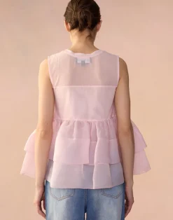 Cynthia Rowley Chloe Organza Flower Top PINK Discount