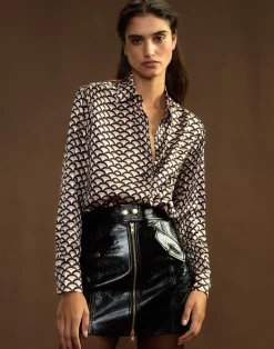 Cynthia Rowley Collectible Silk Shirt BLKCML Clearance