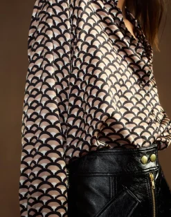 Cynthia Rowley Collectible Silk Shirt BLKCML Clearance