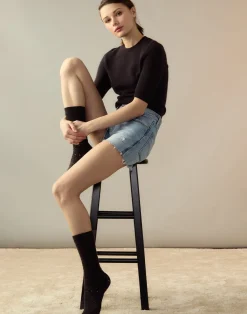 Cynthia Rowley Crochet Wool Socks BLACK Best