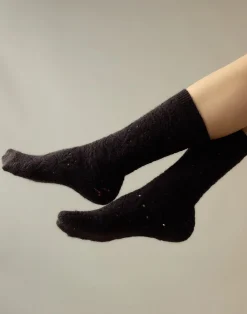 Cynthia Rowley Crochet Wool Socks BLACK Best