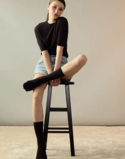 Cynthia Rowley Crochet Wool Socks BLACK Best