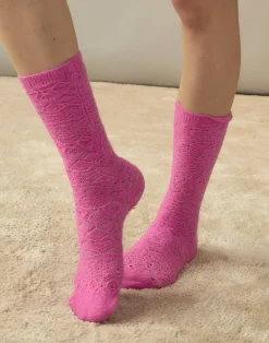 Cynthia Rowley Crochet Wool Socks PINK Clearance