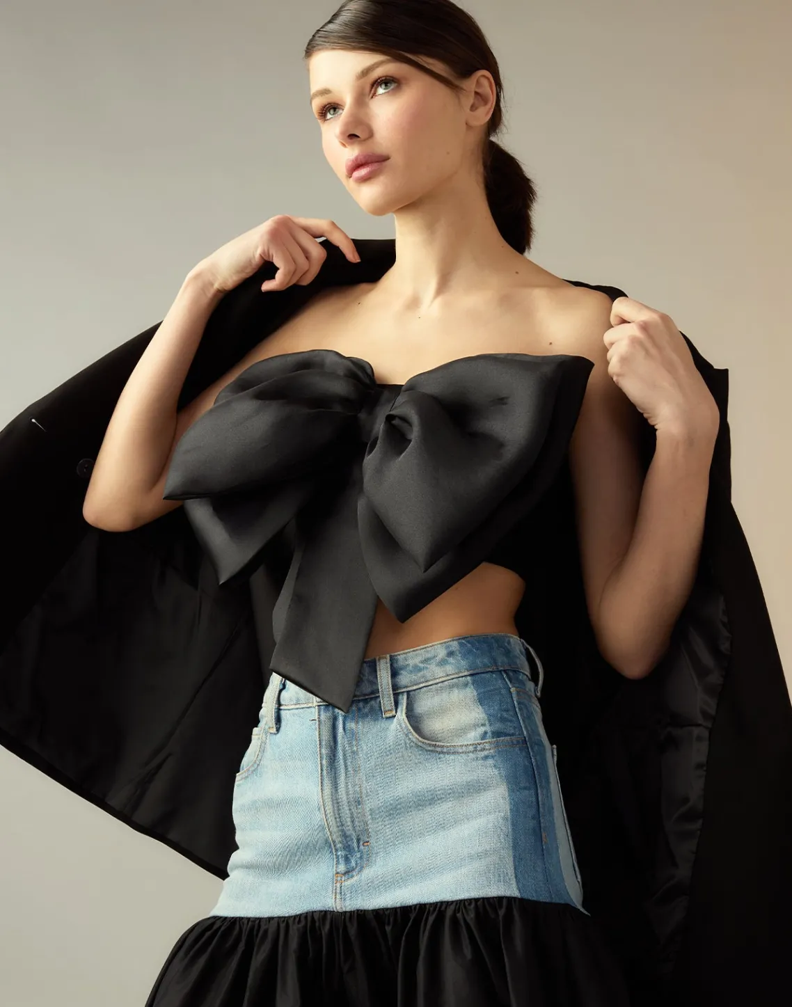 Cynthia Rowley Cupid's Bow Bandeau BLACK New