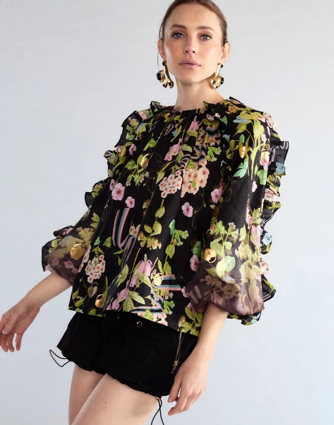 Cynthia Rowley Dawn Blouse BLKMT Hot