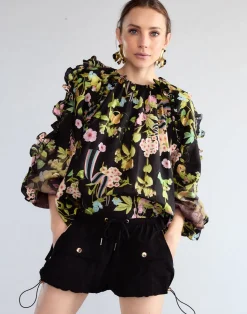 Cynthia Rowley Dawn Blouse BLKMT Hot