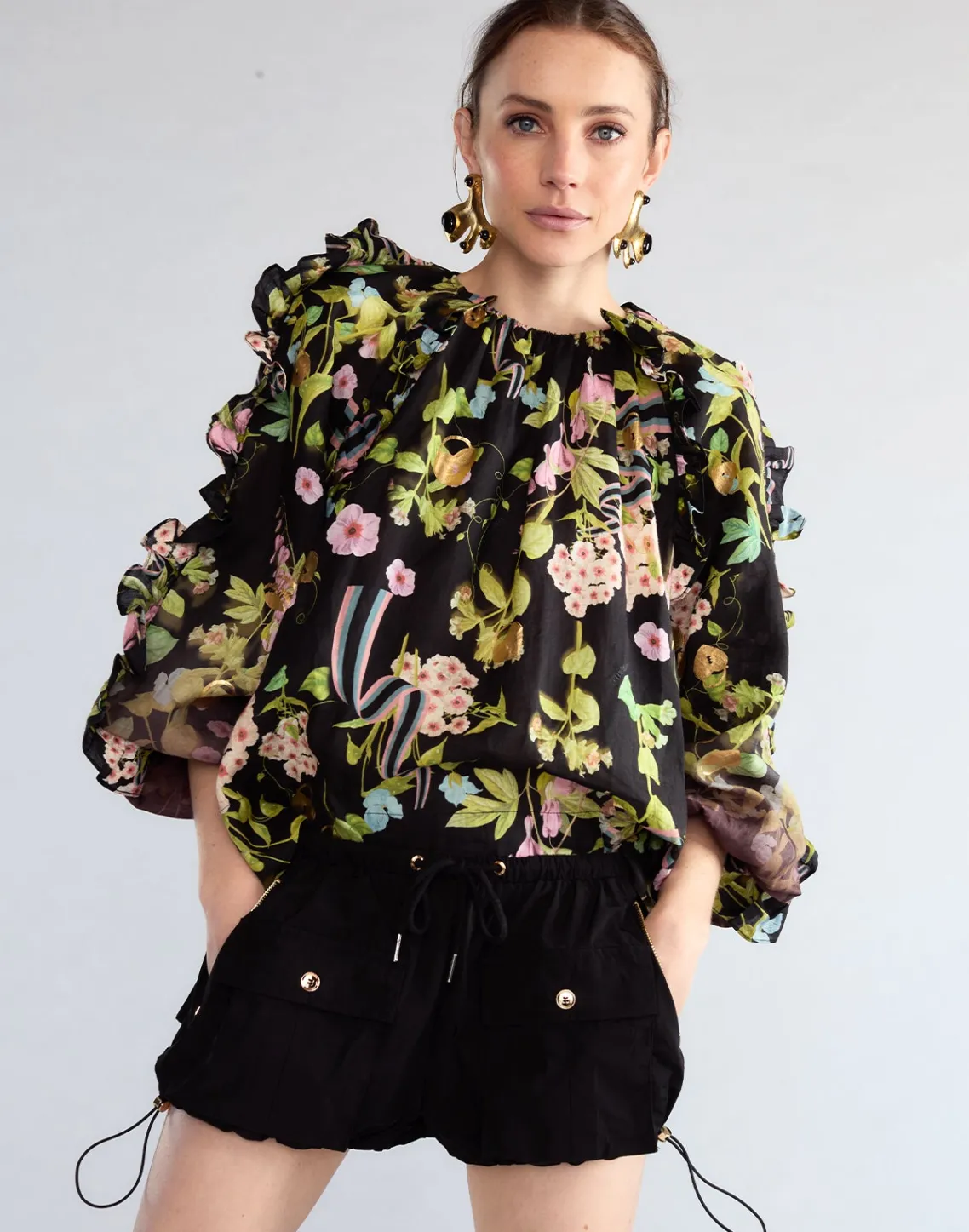 Cynthia Rowley Dawn Blouse BLKMT Hot