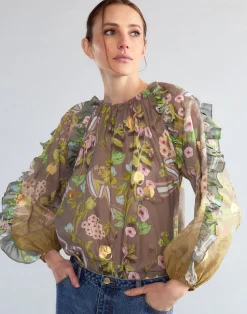 Cynthia Rowley Dawn Blouse CMLMLT Clearance