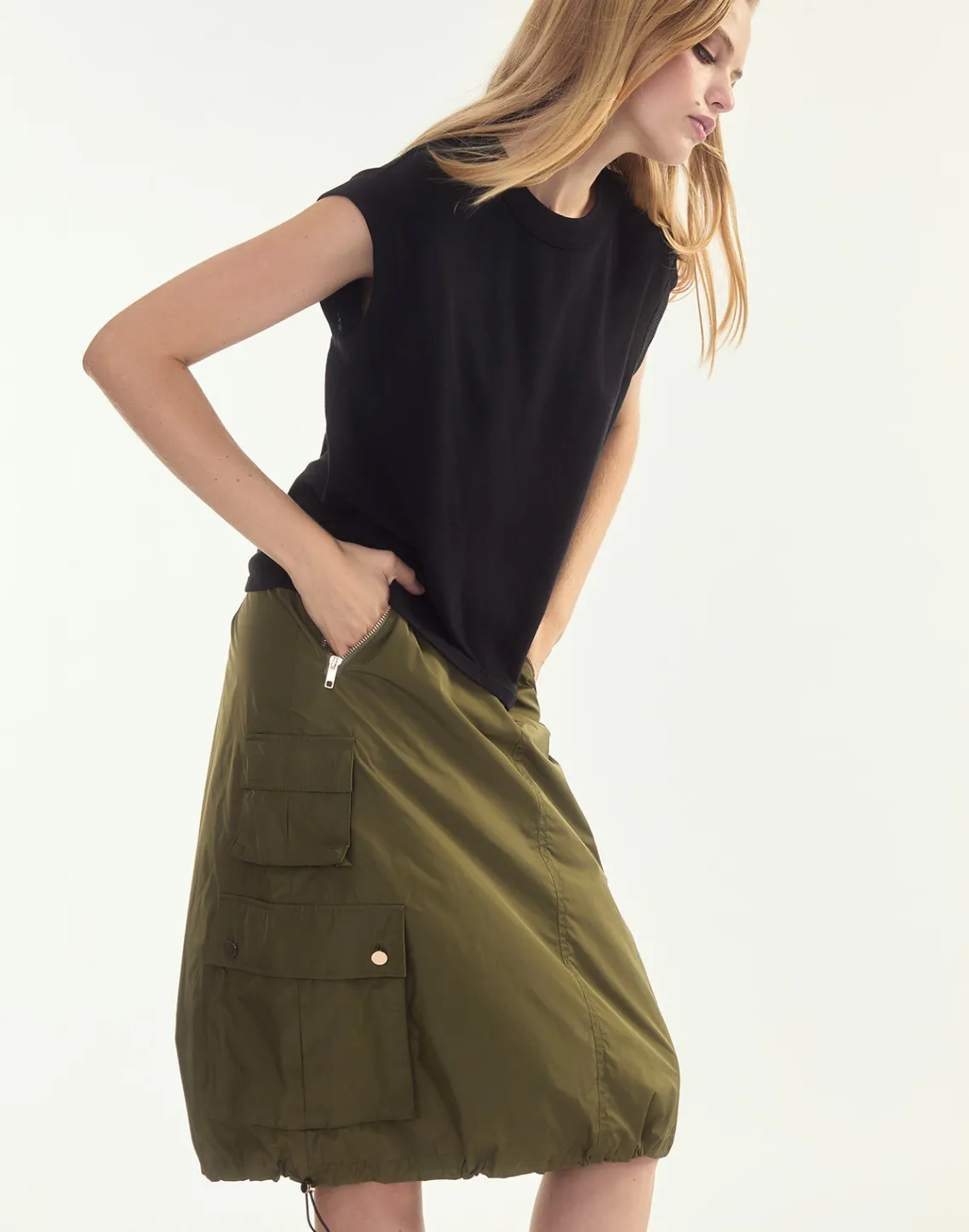 Cynthia Rowley Deep Pockets Skirt DRKGR New