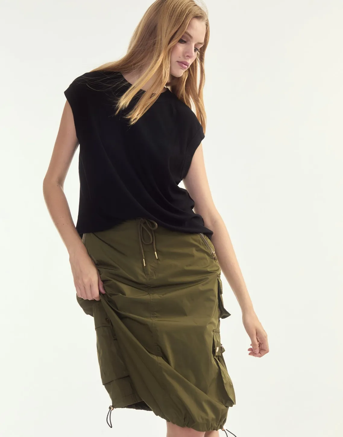 Cynthia Rowley Deep Pockets Skirt DRKGR New