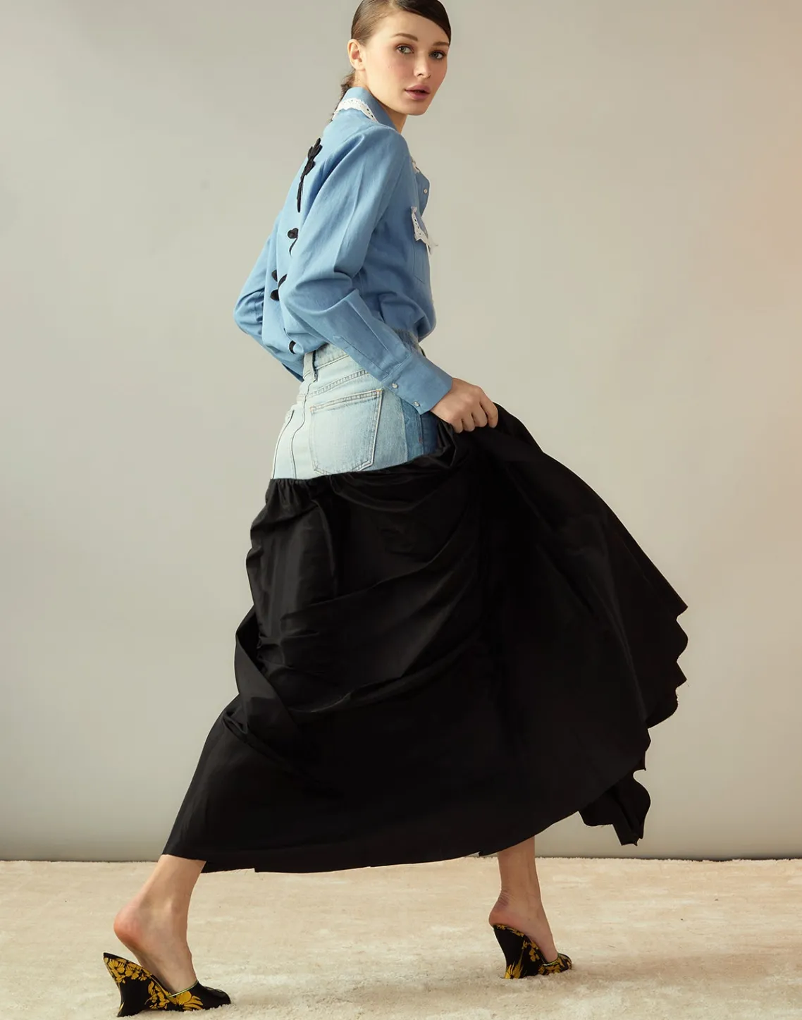 Cynthia Rowley Denim Taffeta Skirt BLACK Online