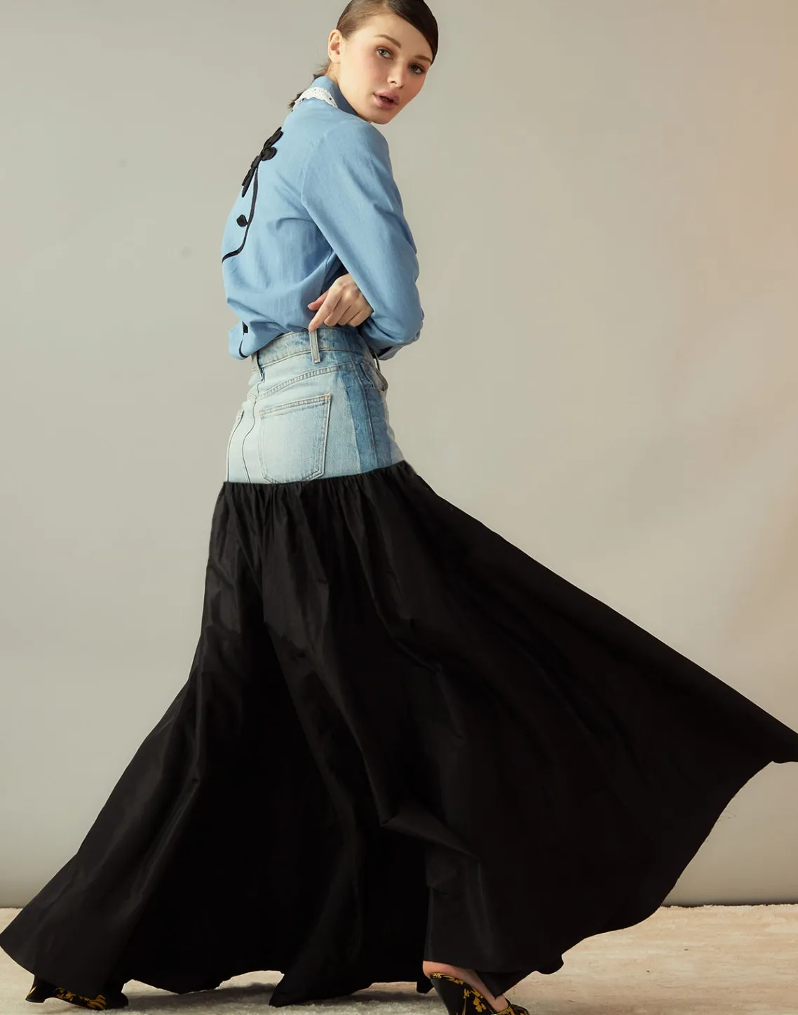 Cynthia Rowley Denim Taffeta Skirt BLACK Online