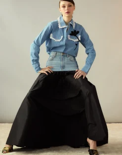 Cynthia Rowley Denim Taffeta Skirt BLACK Online