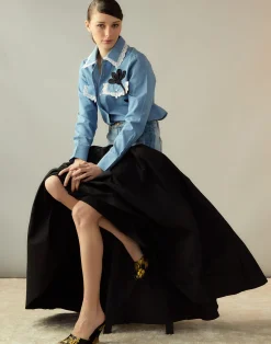 Cynthia Rowley Denim Taffeta Skirt BLACK Online