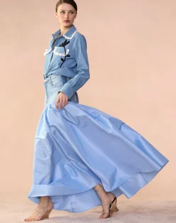 Cynthia Rowley Denim Taffeta Skirt BLUE Outlet