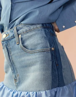 Cynthia Rowley Denim Taffeta Skirt BLUE Outlet