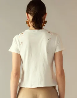 Cynthia Rowley Distressed Tee White Hot