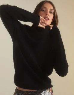 Cynthia Rowley Elea Wool Cashmere Sweater BLACK Discount