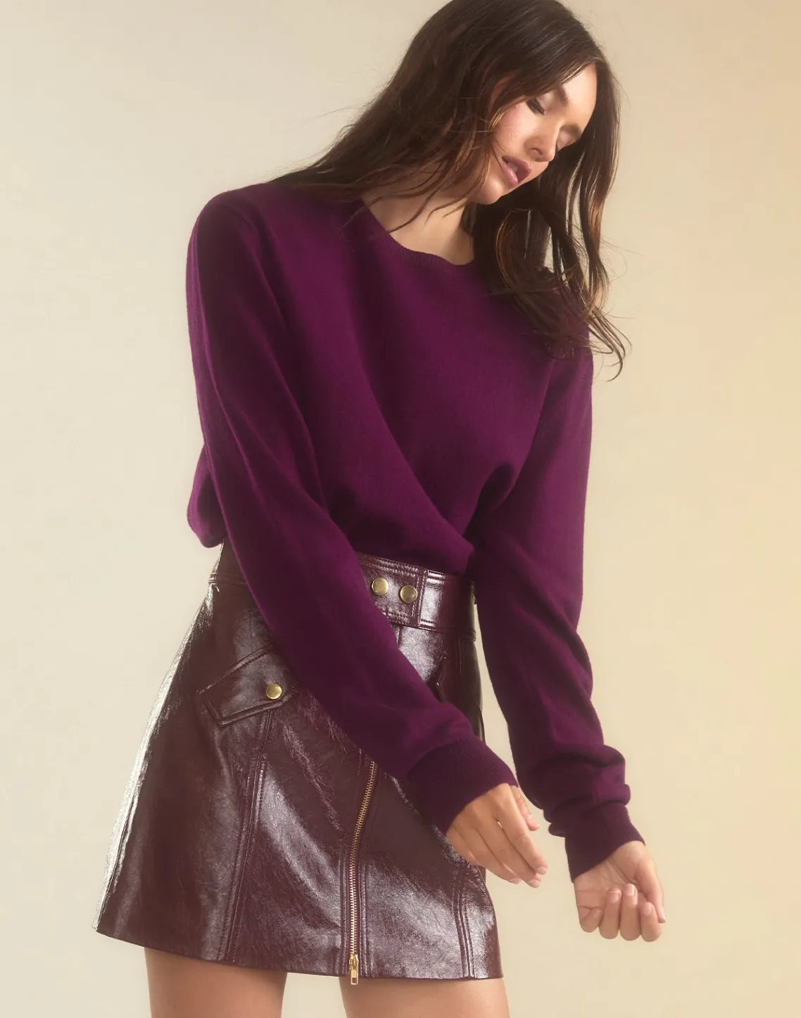 Cynthia Rowley Elea Wool Cashmere Sweater BRGDY New