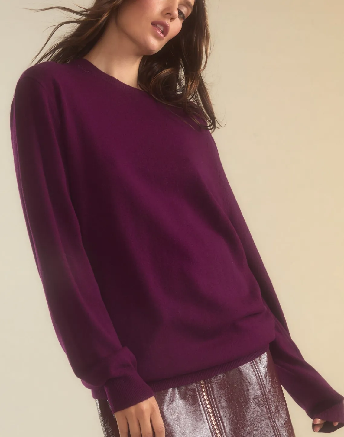 Cynthia Rowley Elea Wool Cashmere Sweater BRGDY New