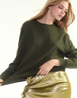 Cynthia Rowley Elea Wool Cashmere Sweater GREEN Outlet