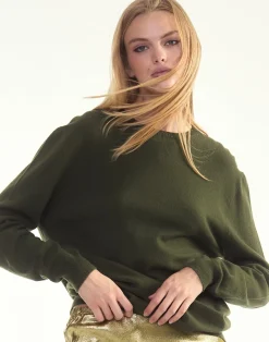 Cynthia Rowley Elea Wool Cashmere Sweater GREEN Outlet
