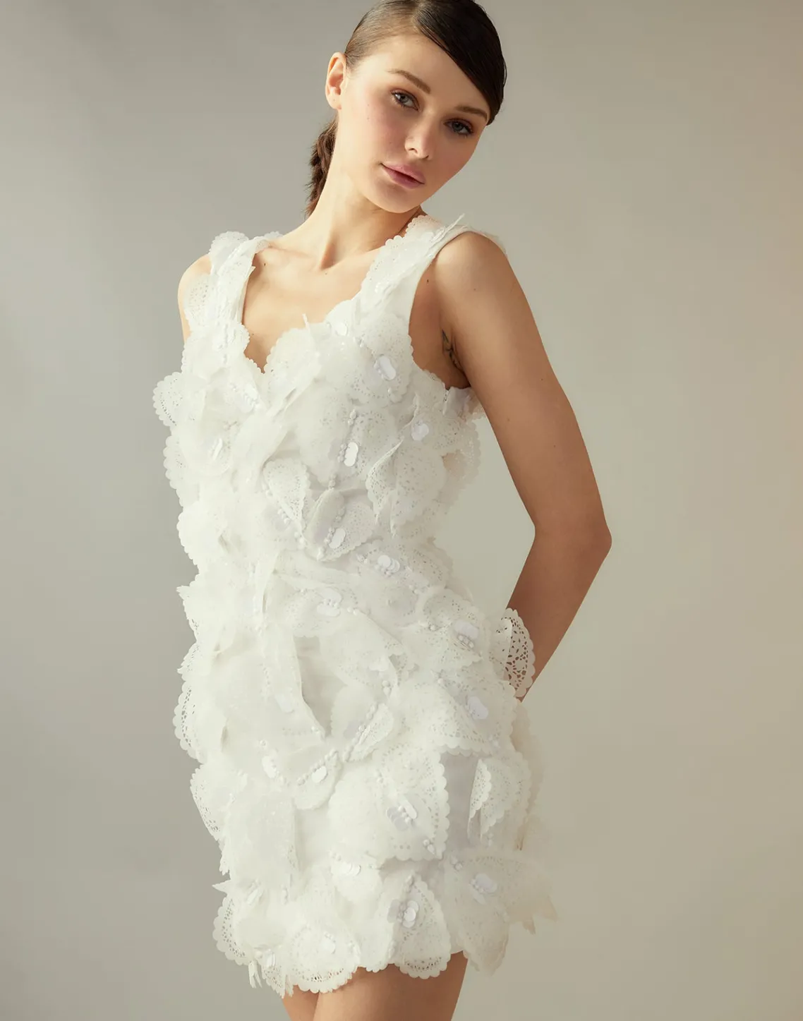 Cynthia Rowley Elle Embellished Heart Dress White Sale