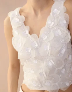 Cynthia Rowley Elle Embellished Hearts Top White Online