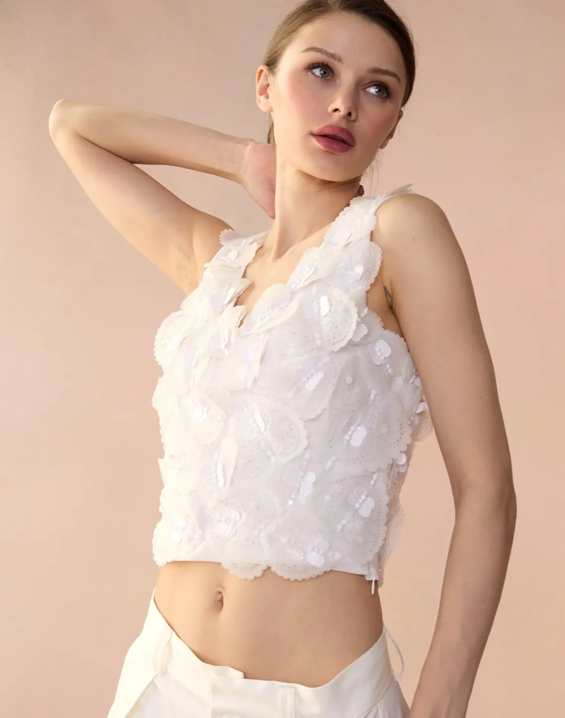 Cynthia Rowley Elle Embellished Hearts Top White Online