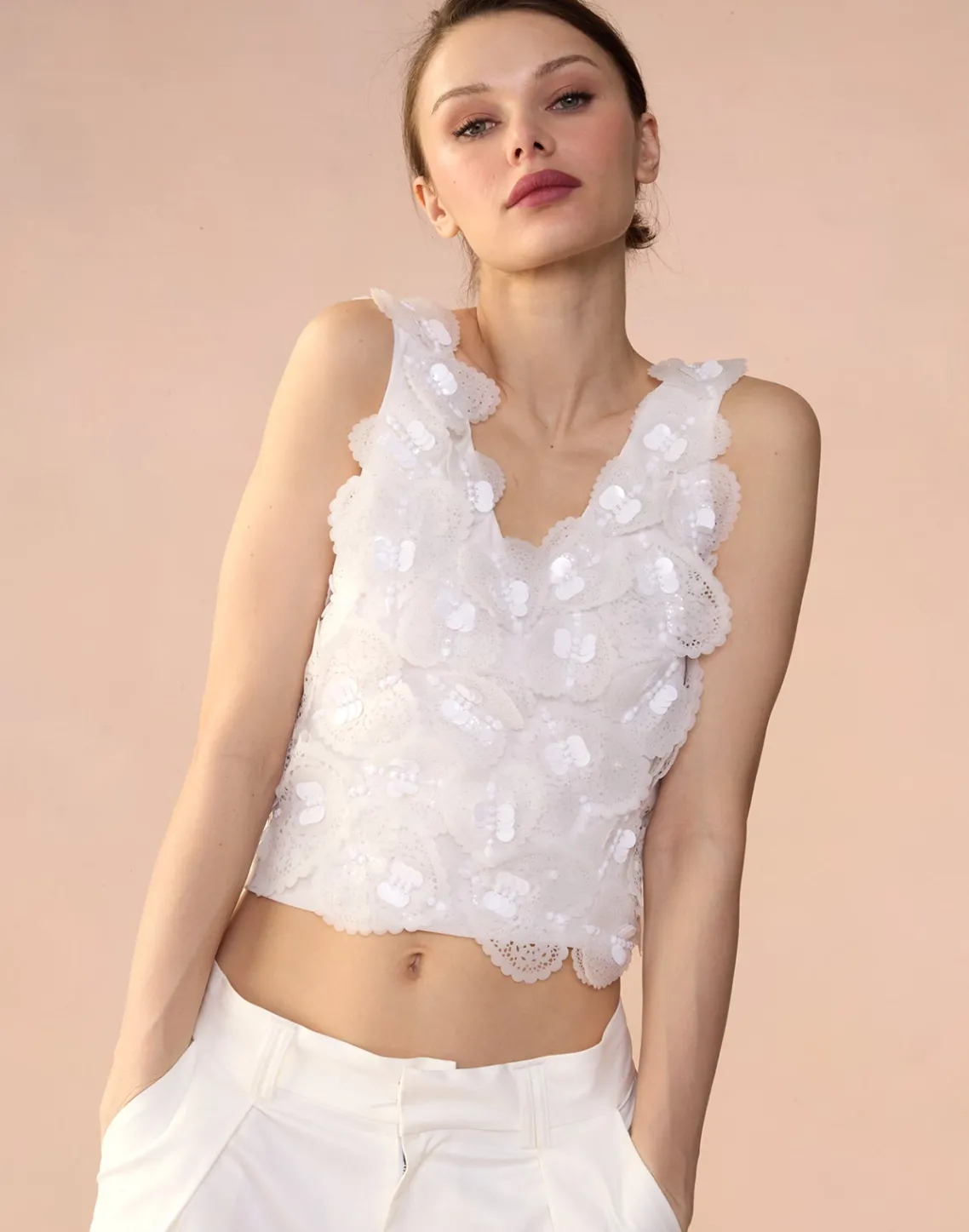 Cynthia Rowley Elle Embellished Hearts Top White Online