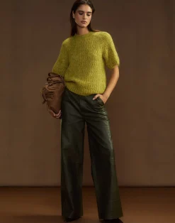 Cynthia Rowley Embossed Leather Pants DRKGR Outlet