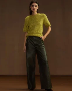 Cynthia Rowley Embossed Leather Pants DRKGR Outlet