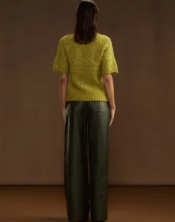 Cynthia Rowley Embossed Leather Pants DRKGR Outlet