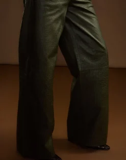 Cynthia Rowley Embossed Leather Pants DRKGR Outlet