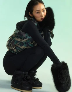 Cynthia Rowley Faux Fur Oversized Mittens BLACK Discount