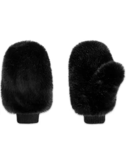 Cynthia Rowley Faux Fur Oversized Mittens BLACK Discount