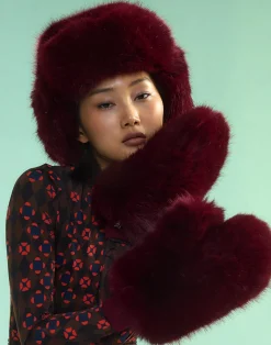 Cynthia Rowley Faux Fur Oversized Mittens BRGDY Fashion